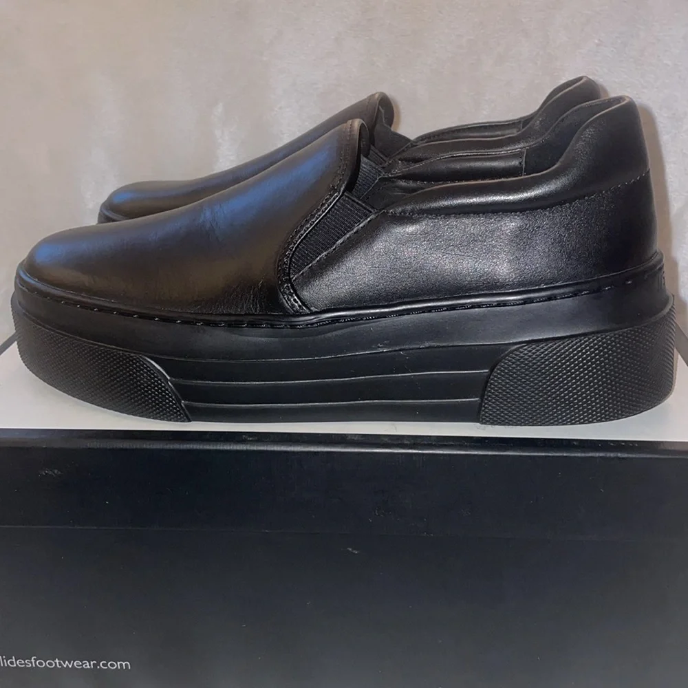 NWT J/SLIDES AILEEN Leather Slip-on Sneaker in Black/Black - Picture 7 of 10
